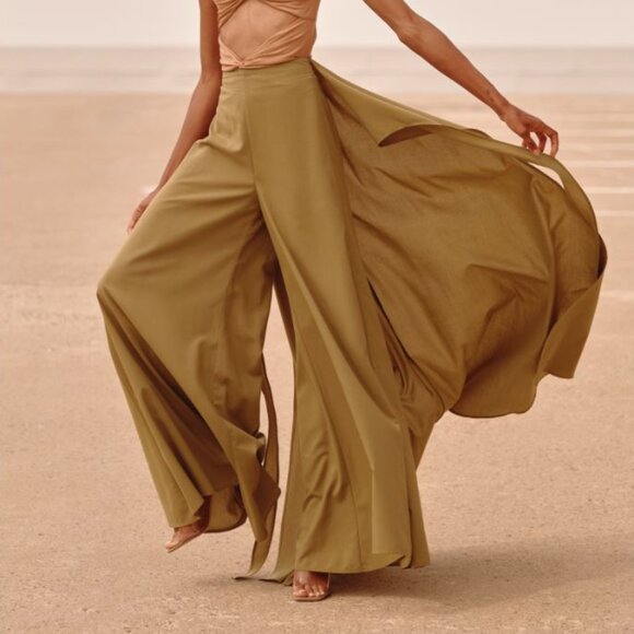 NWT ANDREA IYAMAH  Thema Layered Cotton Blend Wide-leg Pants - Picture 1 of 13